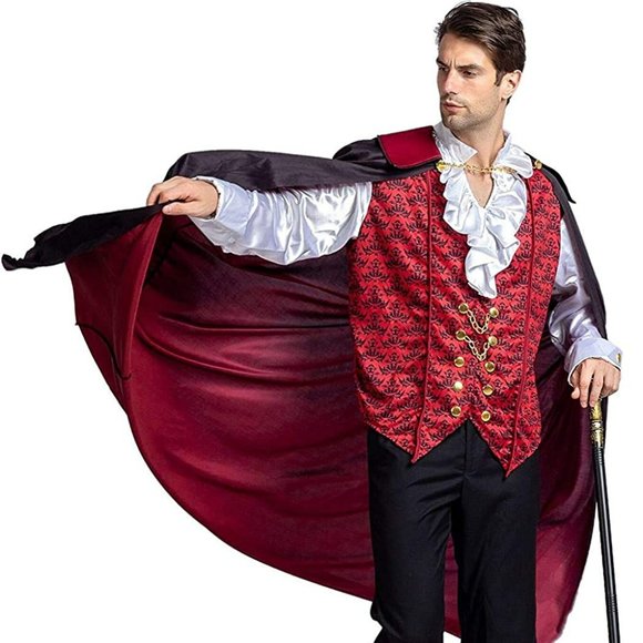 Spooktacular Creations Creazioni spettrali rinascimentali medievali spaventose argento vampiro Deluxe costume di Halloween per uomini giochi di ruolo Sins Cosplay-S